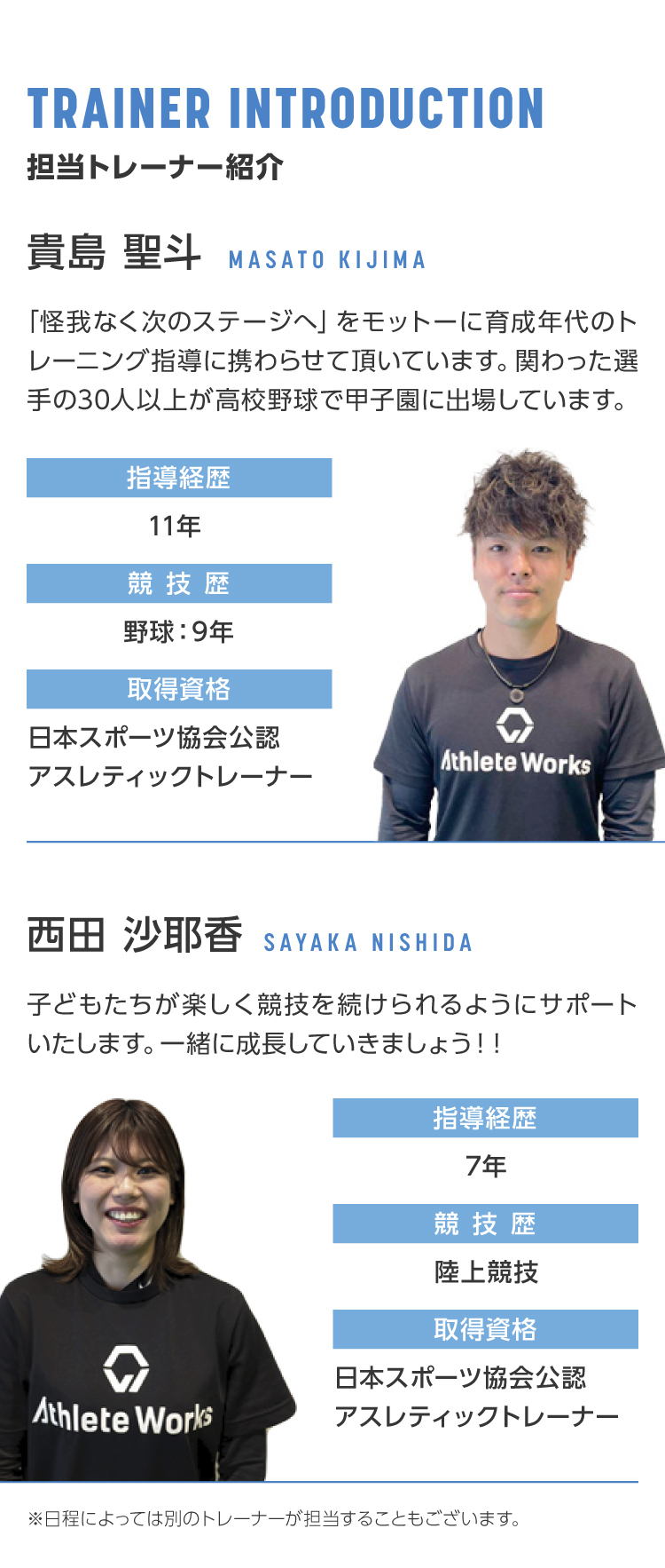 トレーナー情報